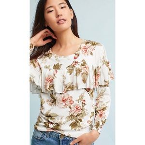 Anthropologie Ritchie Floral Ruffled Sweater XS